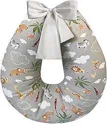 Almofada de amamentação grande 100% algodão (Safari Cinza)