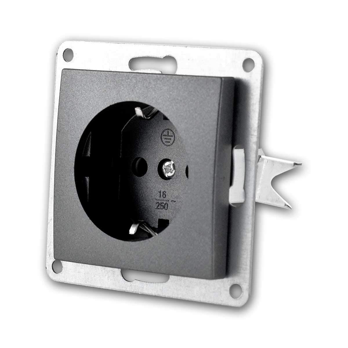 Juego de 40 bases de enchufe FLAIR antracita, 250V/16A, sin marco, conexión clamp