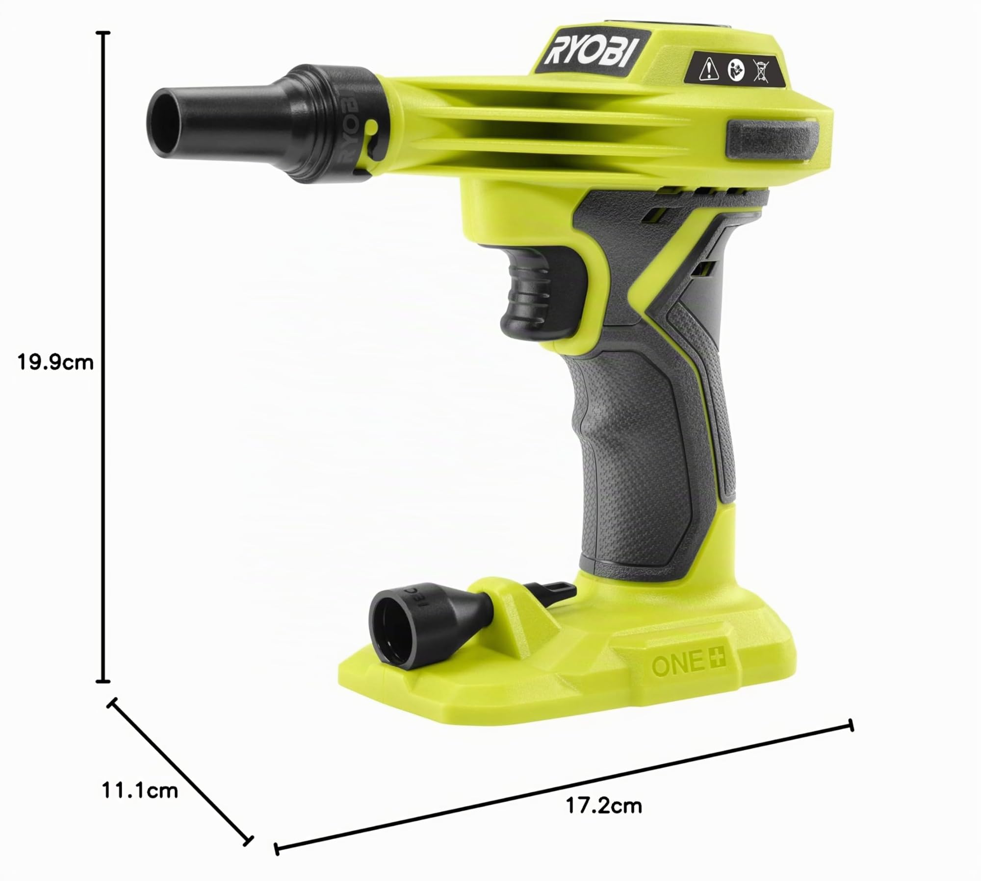 RYOBI 18 V ONE+ Akku-Luftpumpe RVI18-0, Luftstrom 250 l/min, max. Druck 0,034 bar, ohne Akku und Ladegerät
