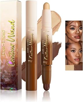 2-in-1 Double Ended Contour Stick, Waterproof Matte Shading Brightening Concealer Cream, Long Lasting Blendable Full Coverage Face Body Sculpting Portable Daily Makeup Stick #4