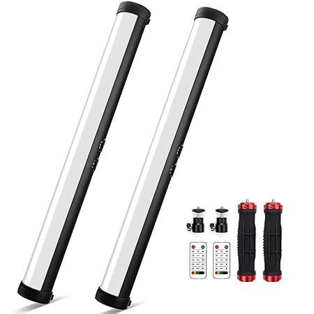 2 Pack RGB Led Video Light Stick Wand, Obeamiu 2600-9600K Photography Lighting, 5000mAh Rechargeable Battery, 21 Lights Effect for Video Conference Shooting YouTube Studio, Live Streaming