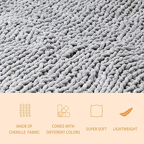 Chunky Knit Blanket, Hand Woven Chenille Blanket, Soft - Comfortable Chunky Knit Blanket Throw, Cable Knit Throw Blanket For Sofa, Bed, Chair, Machine Washable Big Blanket, (40 * 40Inches) #TOP1