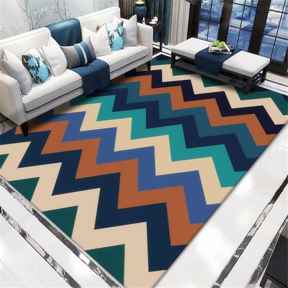 Tapis salon bleu 160x200 cm antidérapant et plié pour déco de chambre fille