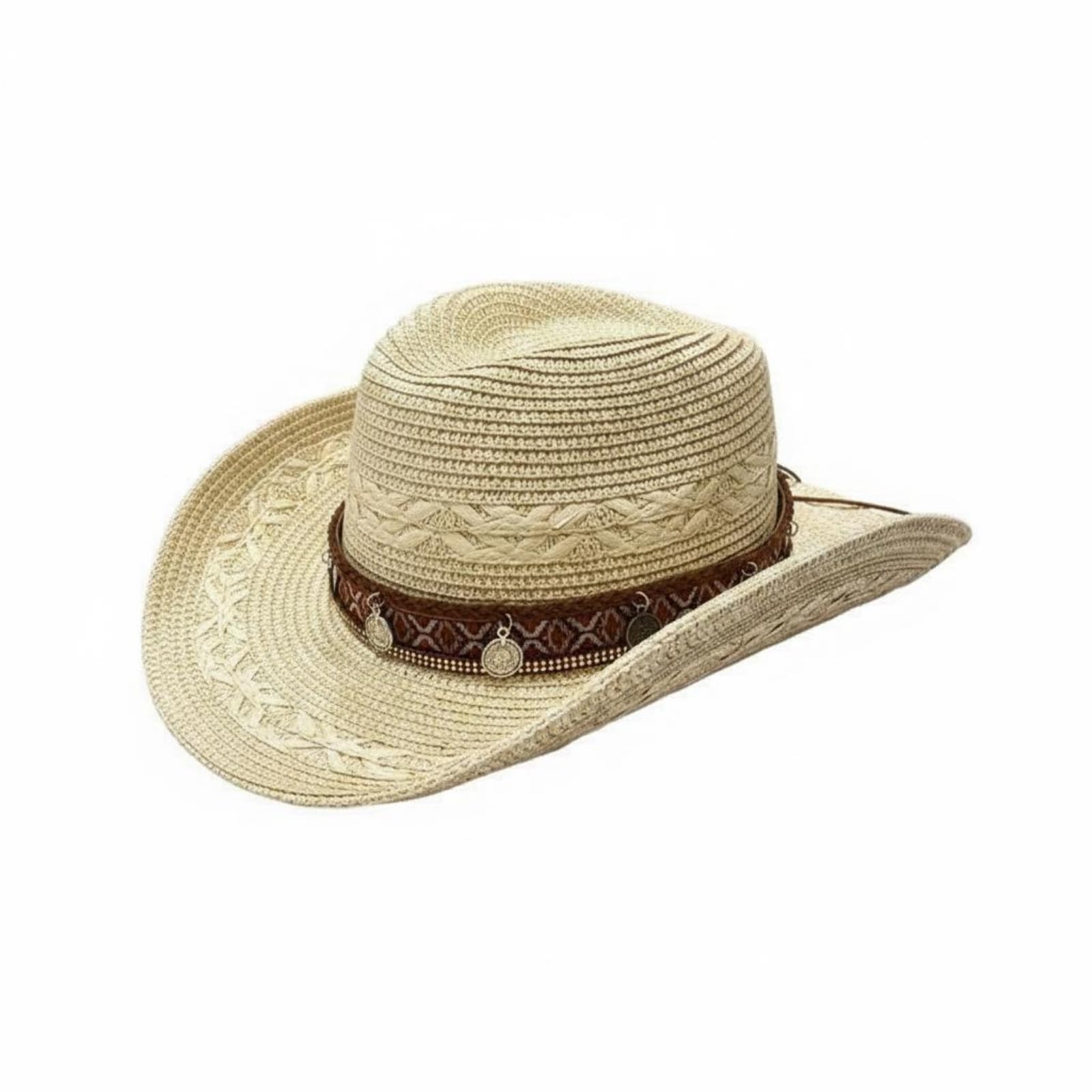 Beach Sun Hat Lightweight Wide Brim Straw Hat Breathable Headwear for Women, Men, Travel, Vacation, Beige, D-638 Round Label|Sporting Goods | Outdoor Sports | Equestrian | Clothing & Acce-image-22