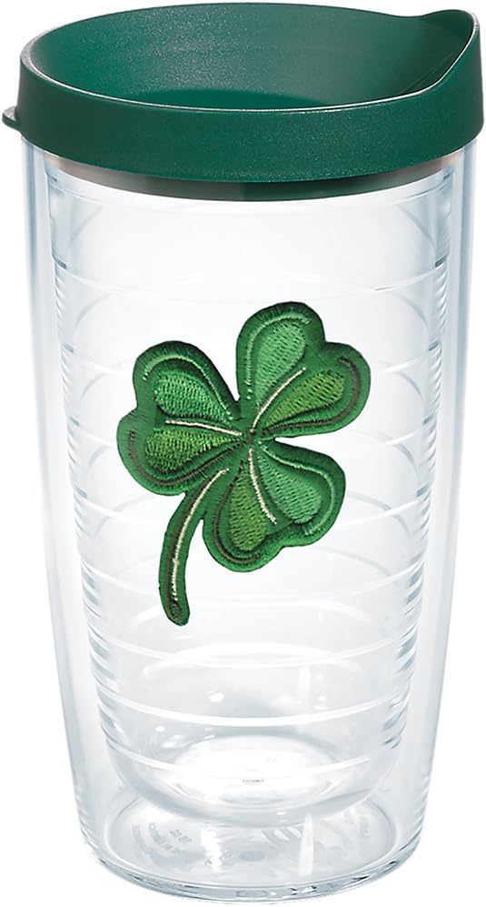 tervis1259444 Shamrock Tumbler with Emblem and Hunter Green Lid, Tritan, Clear