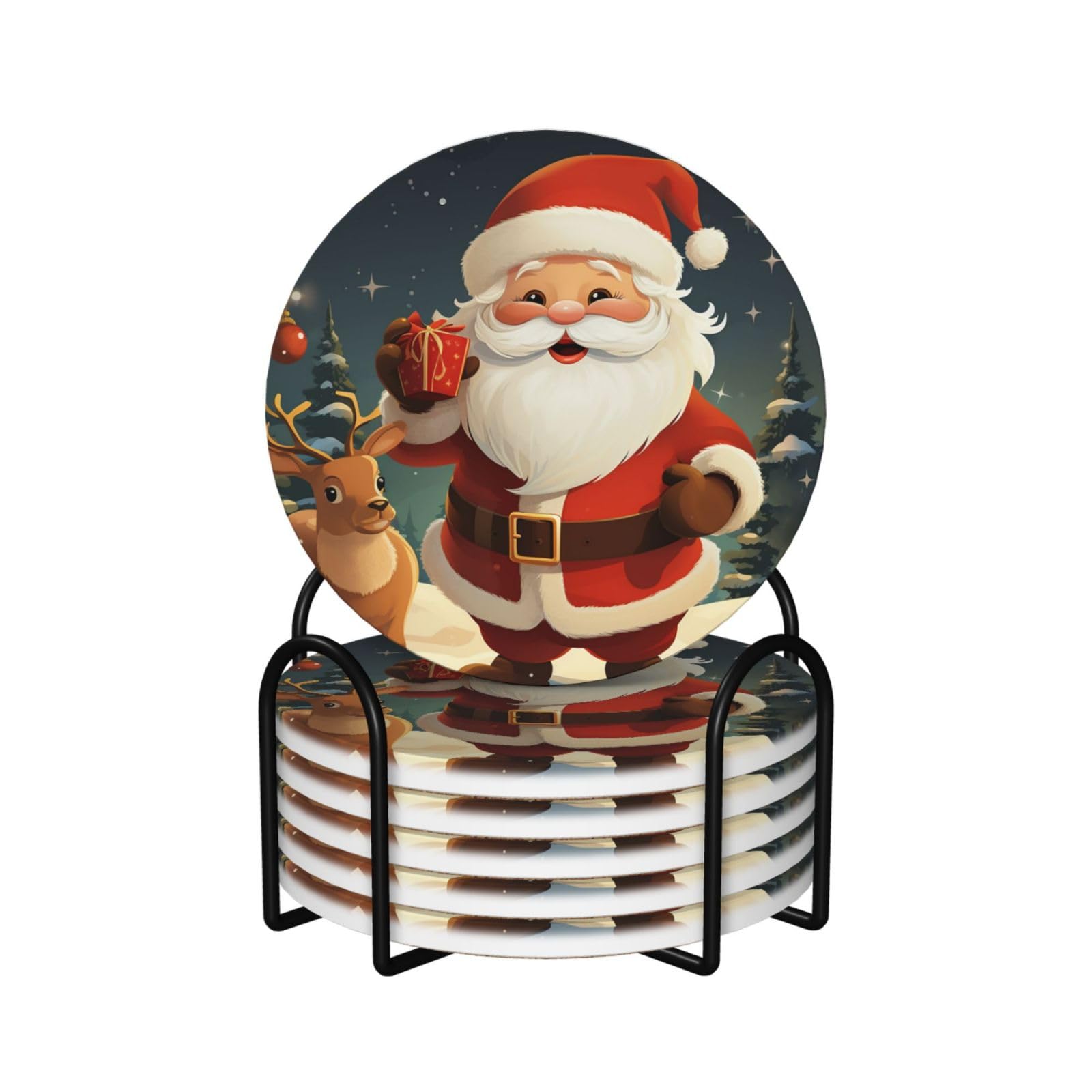 Dessous de verre motif Père Noël lot de 6, cadeau de décoration de table
