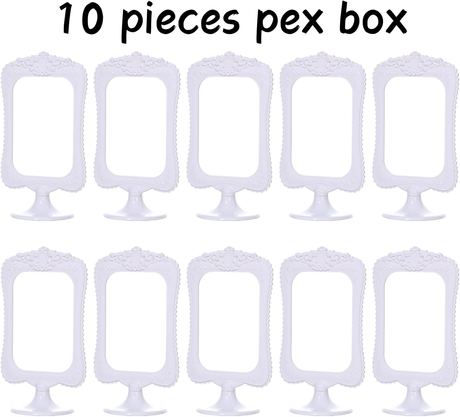 Meonua 10-Piece Double Sided 4x6 Photo Frame Set - Tabletop Stand Up Frames Holds 2 Pictures, Plastic Base for Wedding, Bridal Table, Home & Office Decor (White)