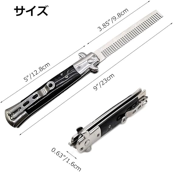 Stainless Steel Compact Portable Automatic Switch Folding Hair Comb Mini Size Coarse Tooth Comb Scalp Comb Hair Comb Men Color: Blue