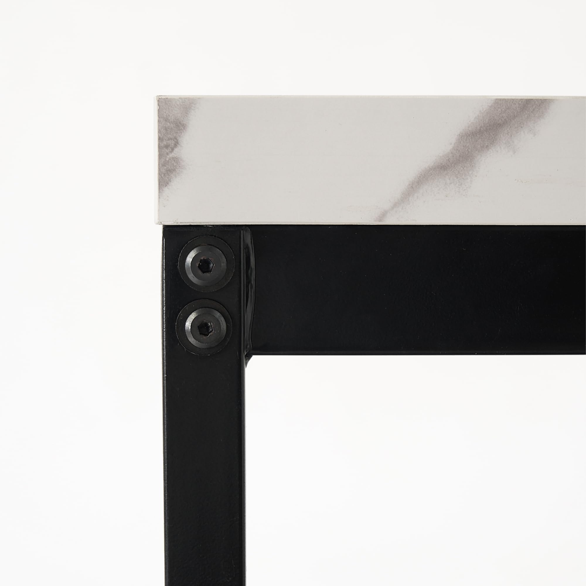 FurnitureR Tavolo da pranzo, tavolo da cucina in marmo modello, tavolo da cucina rettangolare telaio in metallo con piedi regolabili per sala da pranzo soggiorno, 120x70x75cm, bianco