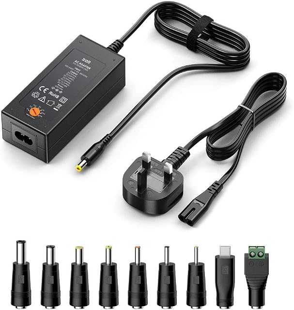 Zolt 45W Universal Power Adapter AC to DC 5V 6V 7.5V 9V 12V 13.5V 15V 1A 2A 3A Power Supply Transformer Adaptor for CCTV Camera TV Box HUB Tablet Speaker and More Electronics, 3000mA Max.