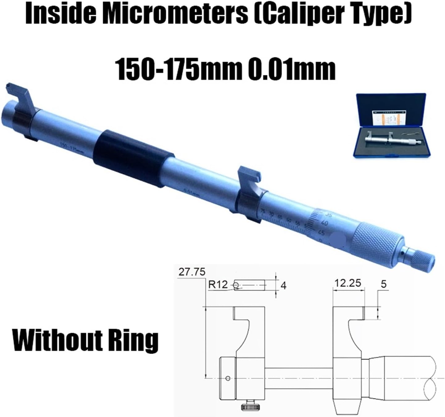 Inside Micrometer 5-30mm 25-50mm 50-75mm 75-100mm 100-125mm 125-150mm 0.01mm Caliper Type Innen mikrometer(Metric 150-175mm)