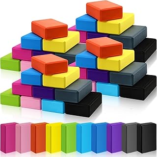 Honoson 40 Pcs Yoga Block 9 x 6 x 3'' EVA Foam Lightweight Yoga Bricks Non Slip Supportive Foam Blocks Set Exercise Balance Yoga Blocks for Women Men Yoga Pilates Stretching Meditation, Multicolor