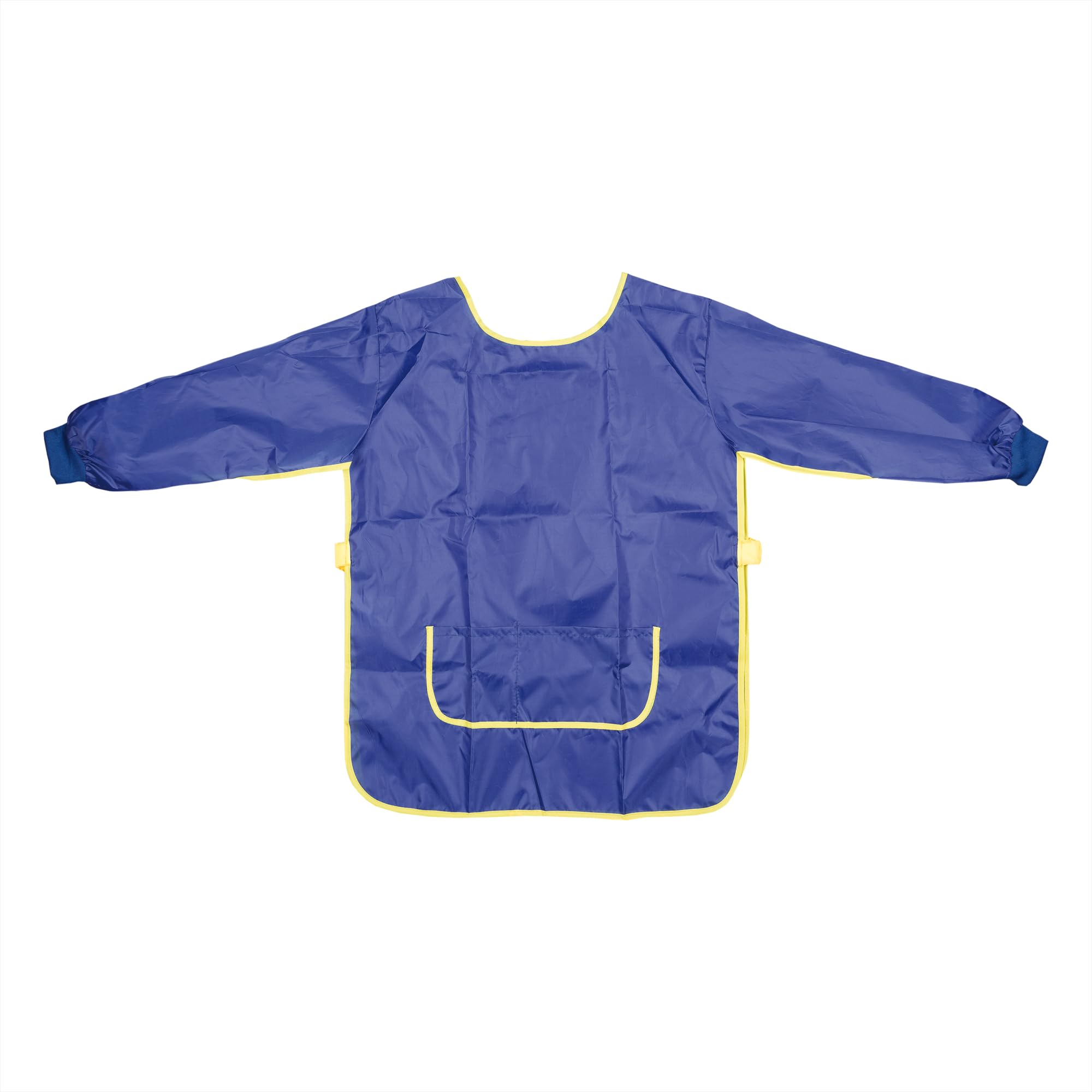 Idena 611187 - Craft Apron for Children, Size L from 9-10 Years, Painting Coat in Blue with Long Sleeves, Water-Repellent, Children's Apron with Elastic Waistband and Velcro Fastener
