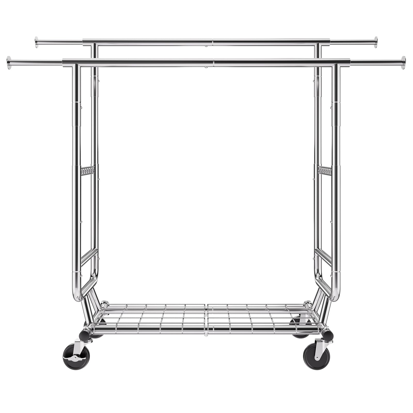 VEVOR Perchero Burro para Ropa con 4 Ruedas de 1 Estante y 2 Barras Longitud Extensible de 128-191 cm Altura de 144-187 cm Perchero de Acero Carga de 272 kg para Almacenaje de Ropas en Dormitorios