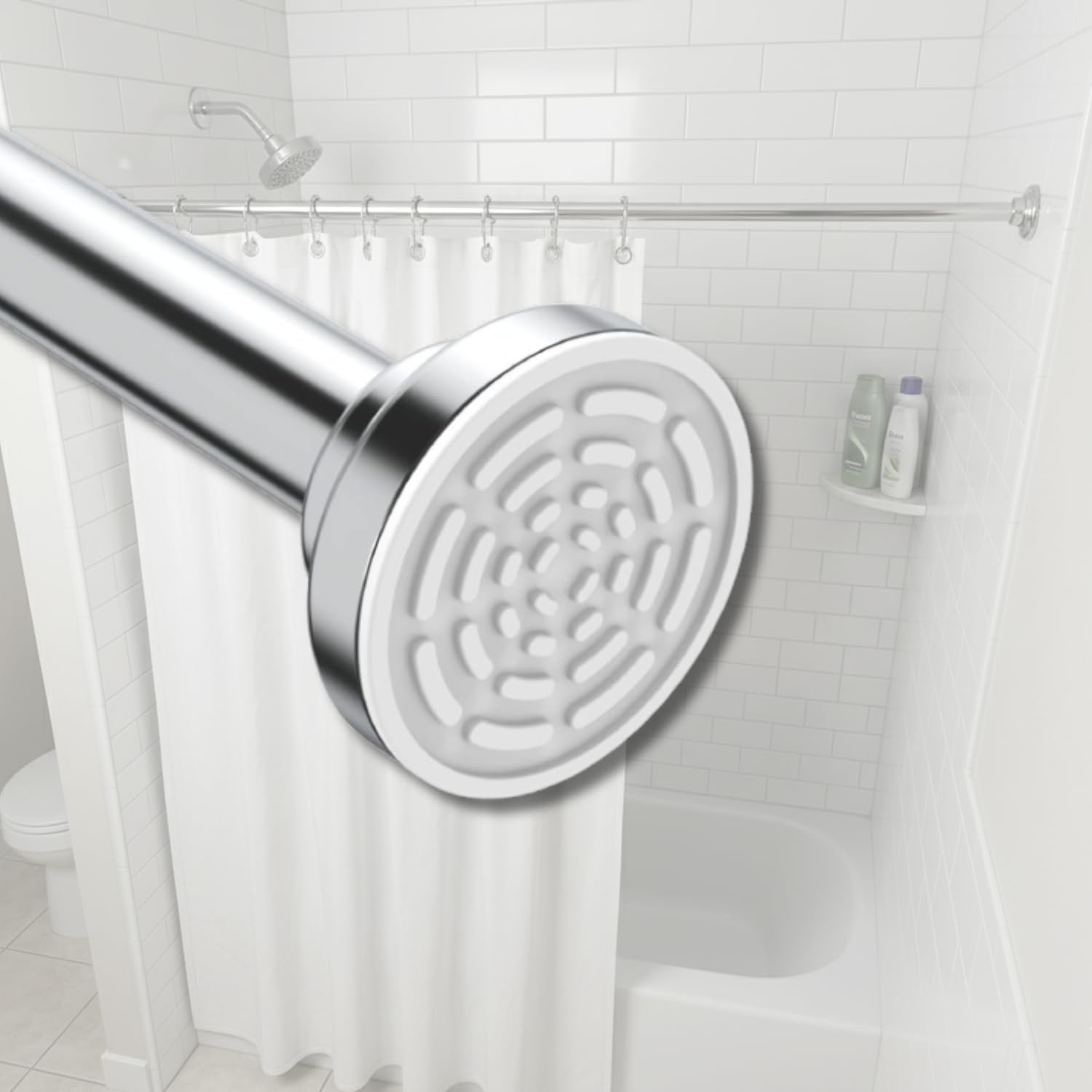 Raggle (85 To 140 CM) Shower Pole Extendable No Drill Tension Rods for Curtains Extendable Curtain Poles Shower Curtain Railfor Bathroom, Window, Door, Wardrobe (Silver, 85-140 Cm)