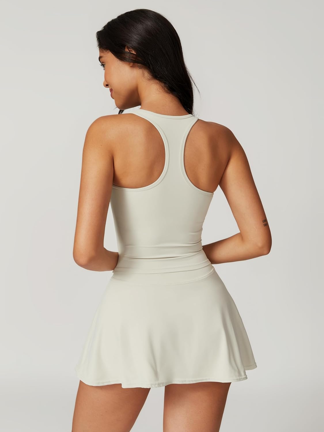 ABOCIW 2 Piece Tennis Dresses for Women Side Slit Mini Skirt Set Racerback Workout Crop Tank Top Golf Outfits - Image 2