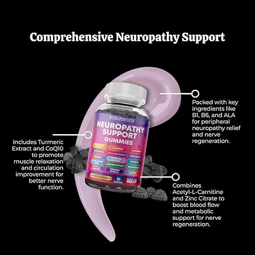 Miniatura 7 de Gomitas de apoyo a la neuropatía sin azúcar para los nervios salud nerviosa mejorada, regeneración, apoyo cognitivo con vitamina B1, B6, B12,