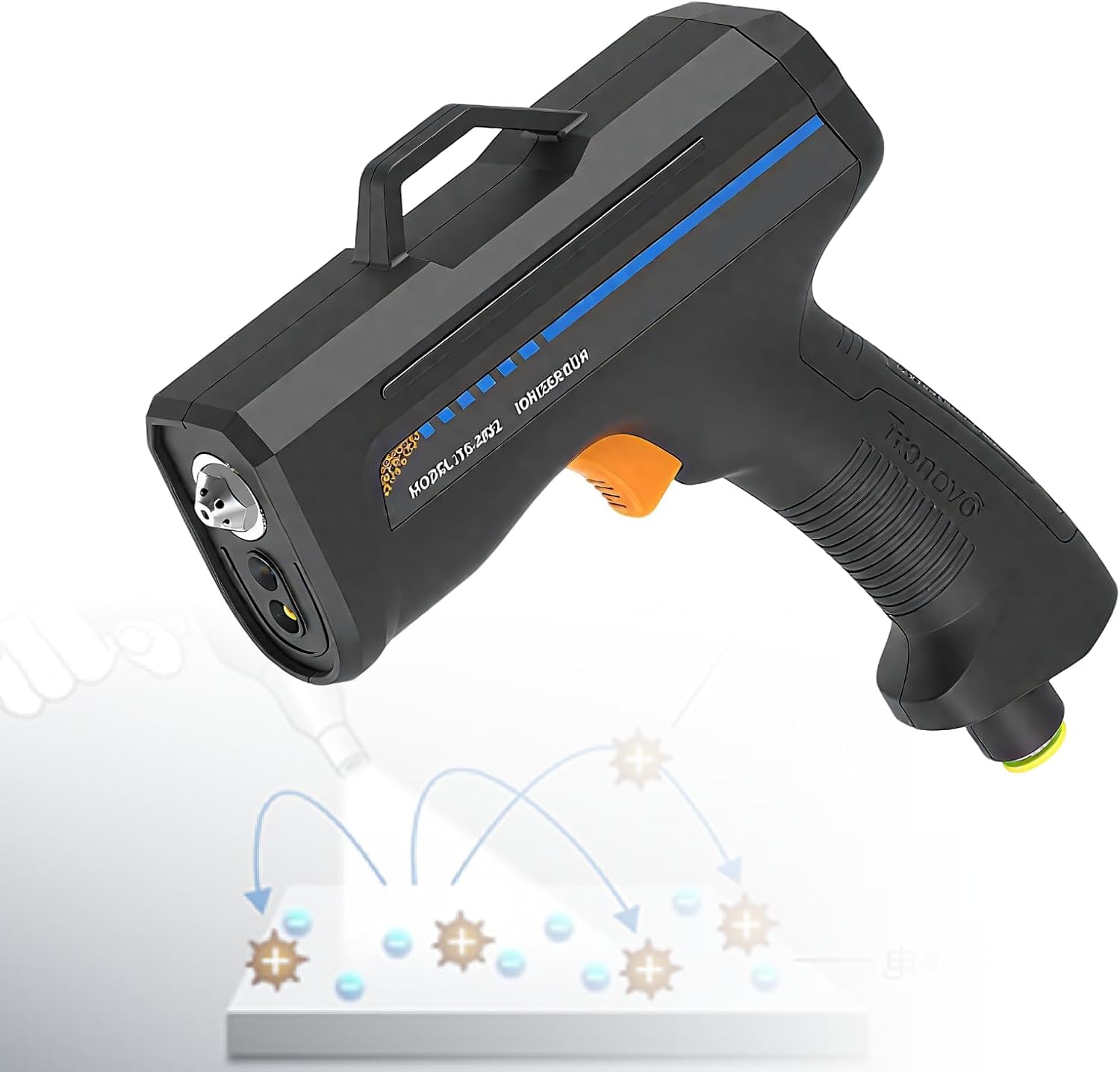 Anti-Spritzpistole zur statischen Aufladung, Ionisierende Druckluftpistole, Antistatikpistole mit Staubdetektionslicht für Automobillackierung, Elektronikmontage, Labore und Folienverpackung