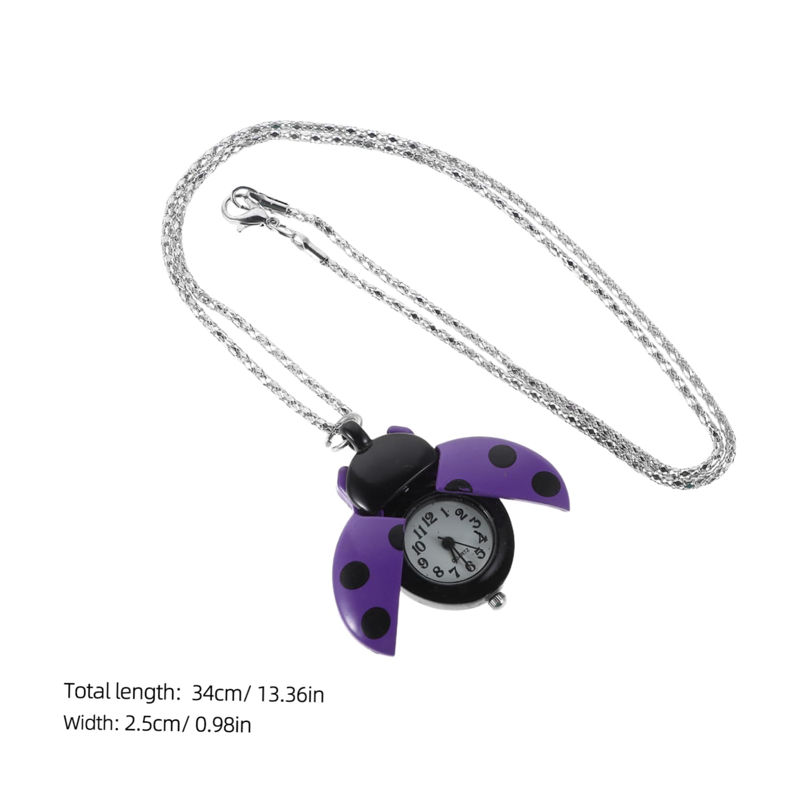 Reloj de Bolsillo Dije de Mariquita Púrpura, Aleación y Cristal, Cronometraje Preciso para Uso Diario y Eventos de Cosplay Estilo Aleatorio
