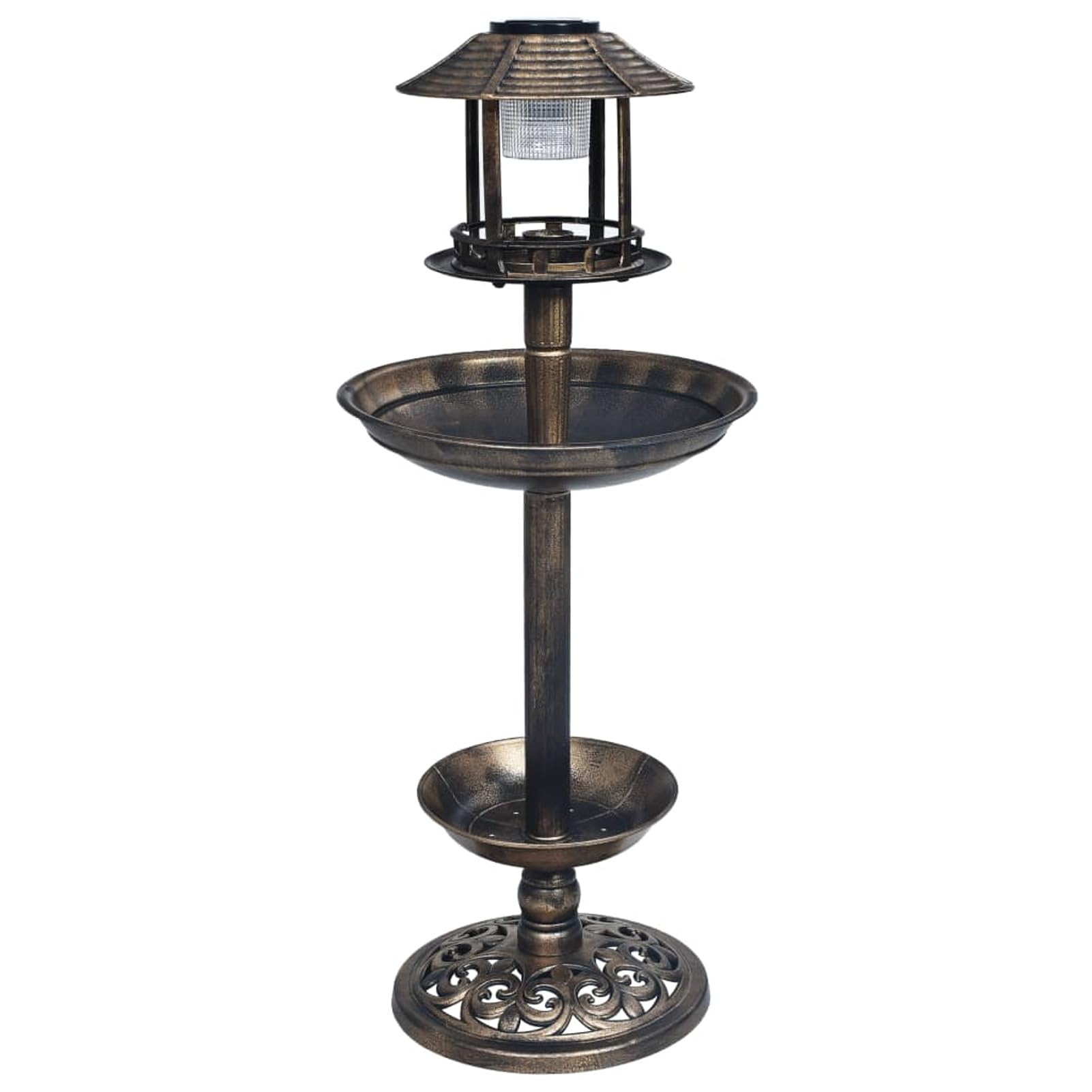 ZEYUAN Deko Vogelbad mit Solarbetriebenen Leuchten, Vogeltränke Stehend, Vogelbad, Wasserschale, Vogel Badewanne, Vogeltränkeschale, Vogelfutterspender, Kunststoff