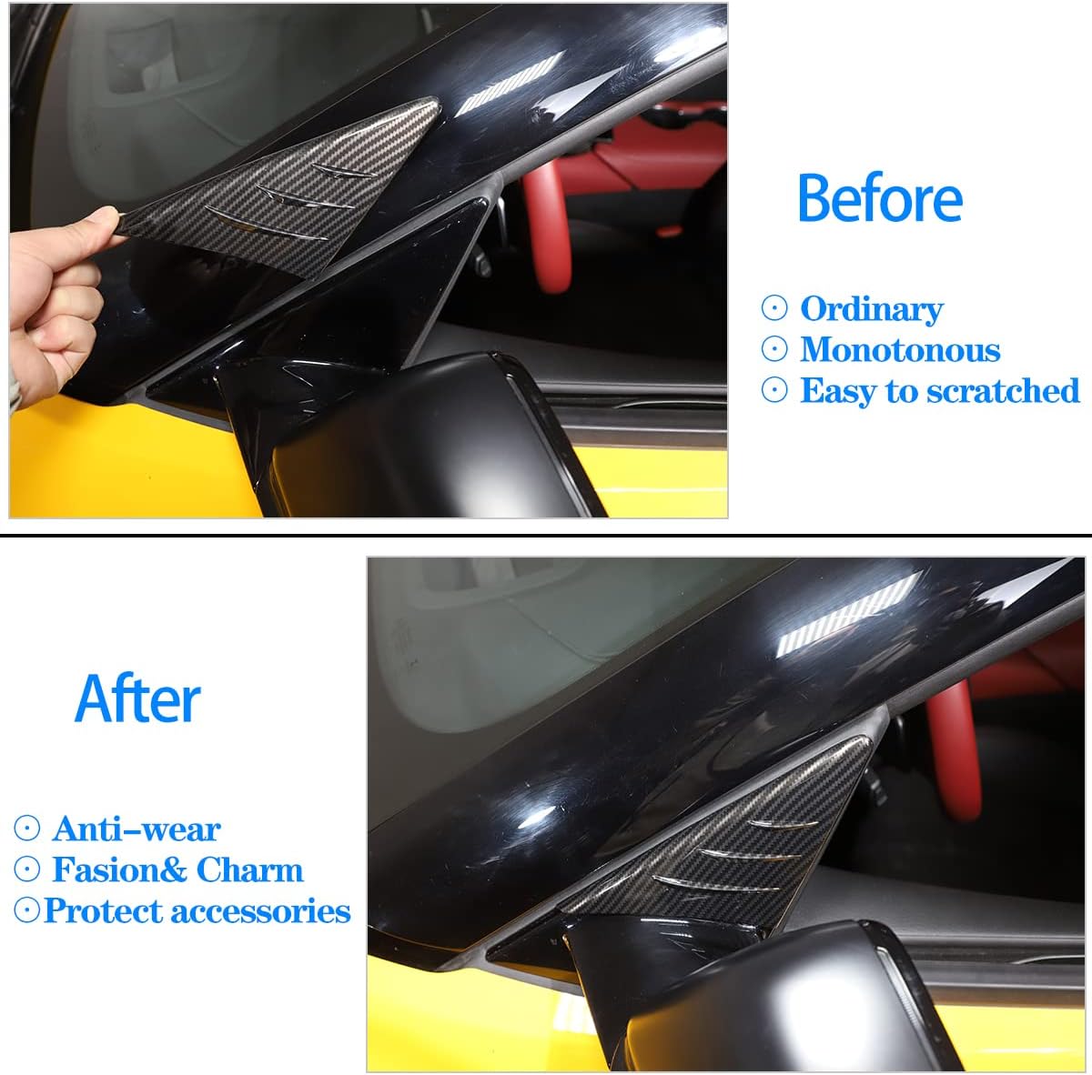 Fit for Toyota Supra GR A90 A91 MK5 2019-2022 2023 2024 2025 ABS Rearview Mirror Side Spoiler Trim Cover Stickers, Channel The Car Air, Reduce The Wind Noise Inside The Car,Made of ABS 2PCS
