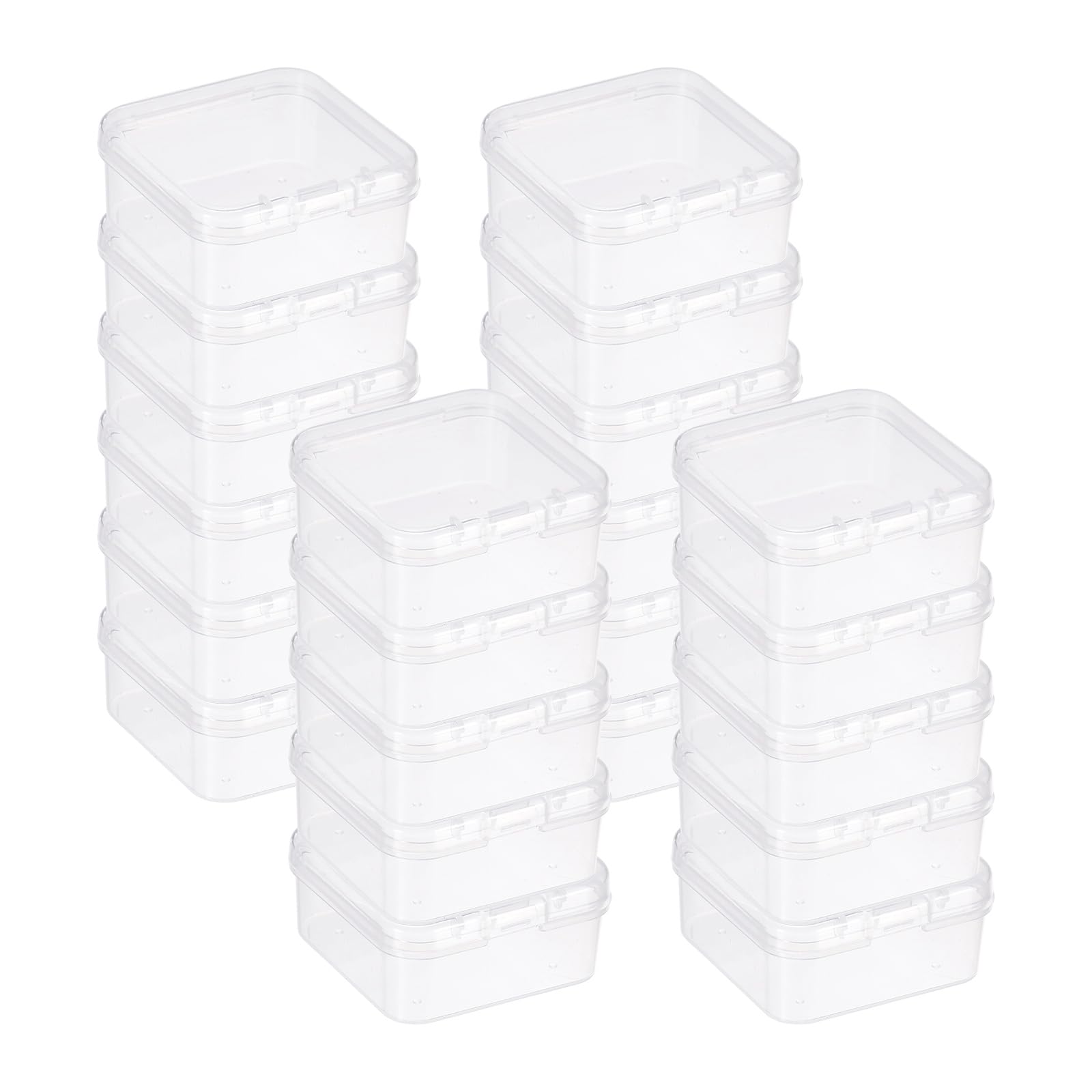 sourcing map 48Pcs Small Plastic Case Clear, Rectangular Mini Bead Organizers with Lids, Transparent Storage Boxes for Beads, Small Craft Items, Jewelry Hardware(1.77" x 1.77" x 0.79")