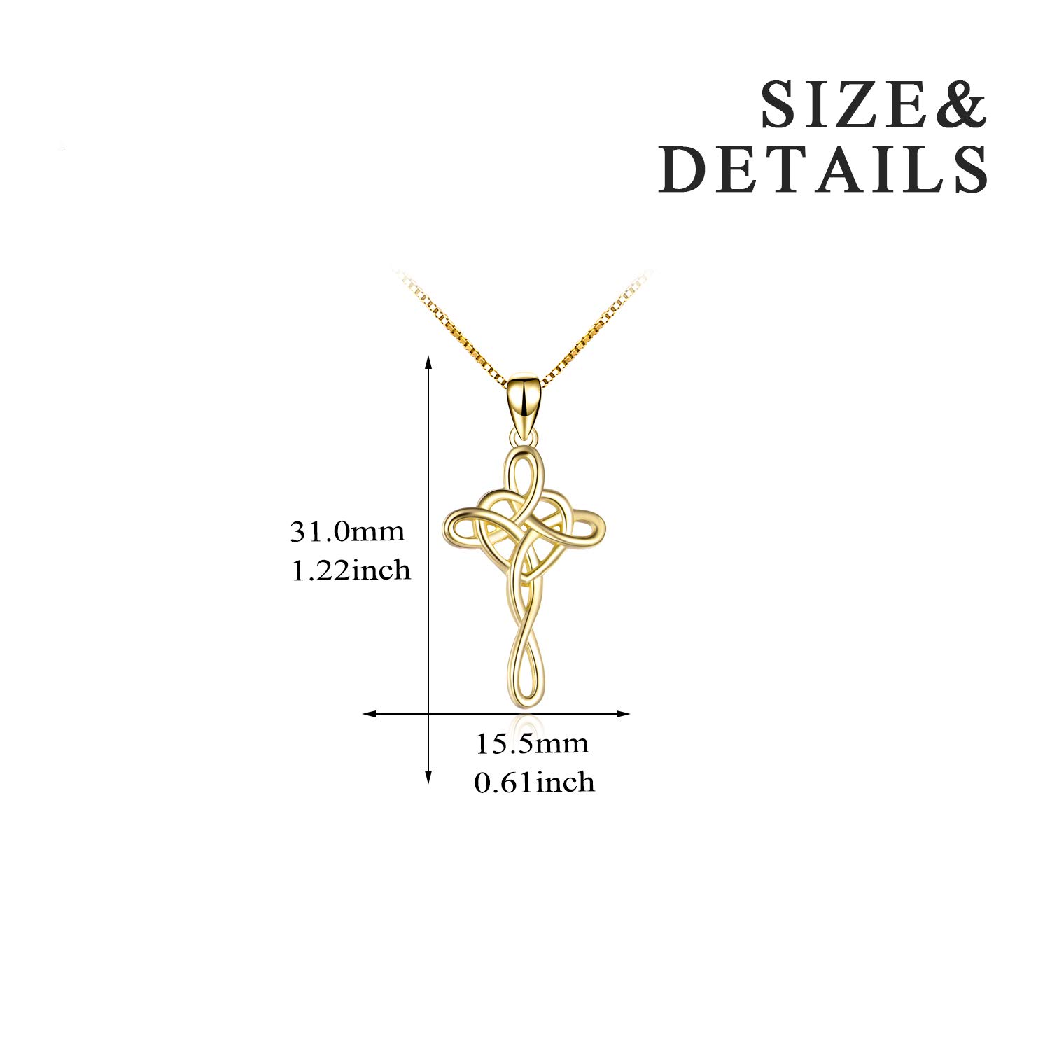 VONALA Kreuz Halskette Sterling Silber Keltischer Knoten Herz Kette Anhänger Schmuck für Frauen