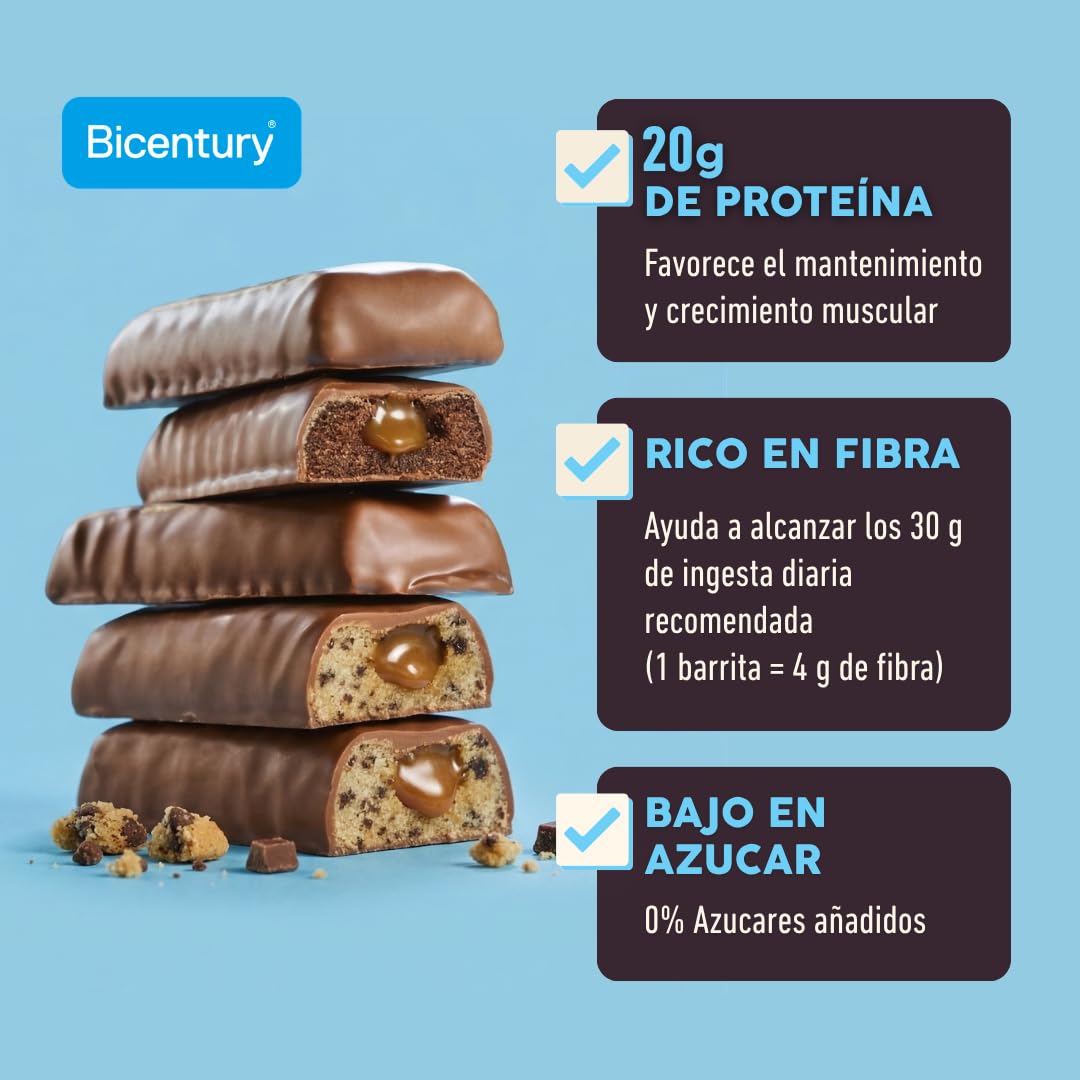 Bicentury Barritas Proteicas Choco Brownie 20g Proteína | Pack 12 Barritas | Sin Azúcares Añadidos | Alto en Fibra | Snack Fitness Rico en Proteínas