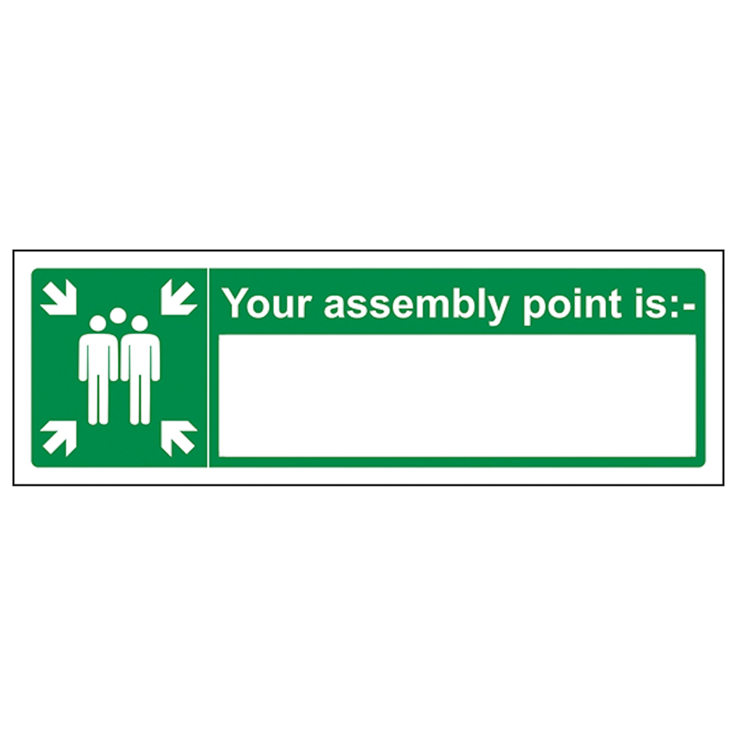 V Safety Your Assembly Point Is With Blank - Landscape 600 x 200 mm - 3mm Reflective Aluminium Composite Safety Sign