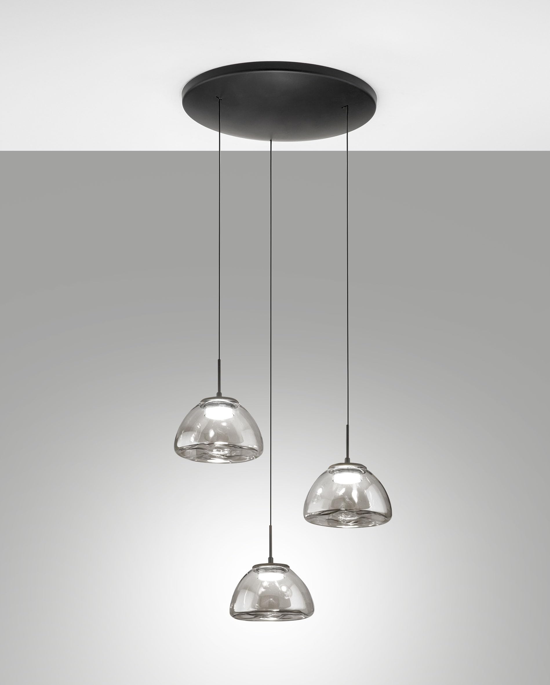 Fabas Luce Lucille Led Pendant Light, 3-Bulb, Smoke Grey, Cct, Dimmable
