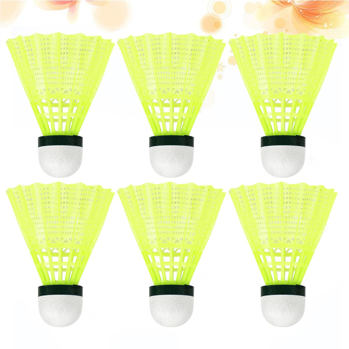 Abaodam 6Pcs Nylon Plastic Badminton Shuttlecocks for Indoor and Outdoor Sports Durable Exercise Accessories for School Activities Yellow Birdies for Beginners and Amateurs