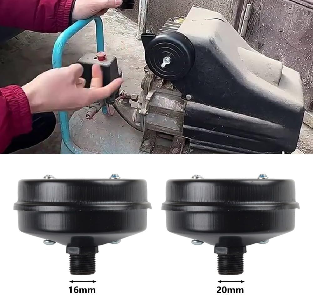 FABULETTA Air Compressor Muffler Intake Filter Silencer, Iron Shell Replacement With 16Mm Or 20Mm Male Thread, Compatible With Small Air Pump And Piston Compressors(20mm)