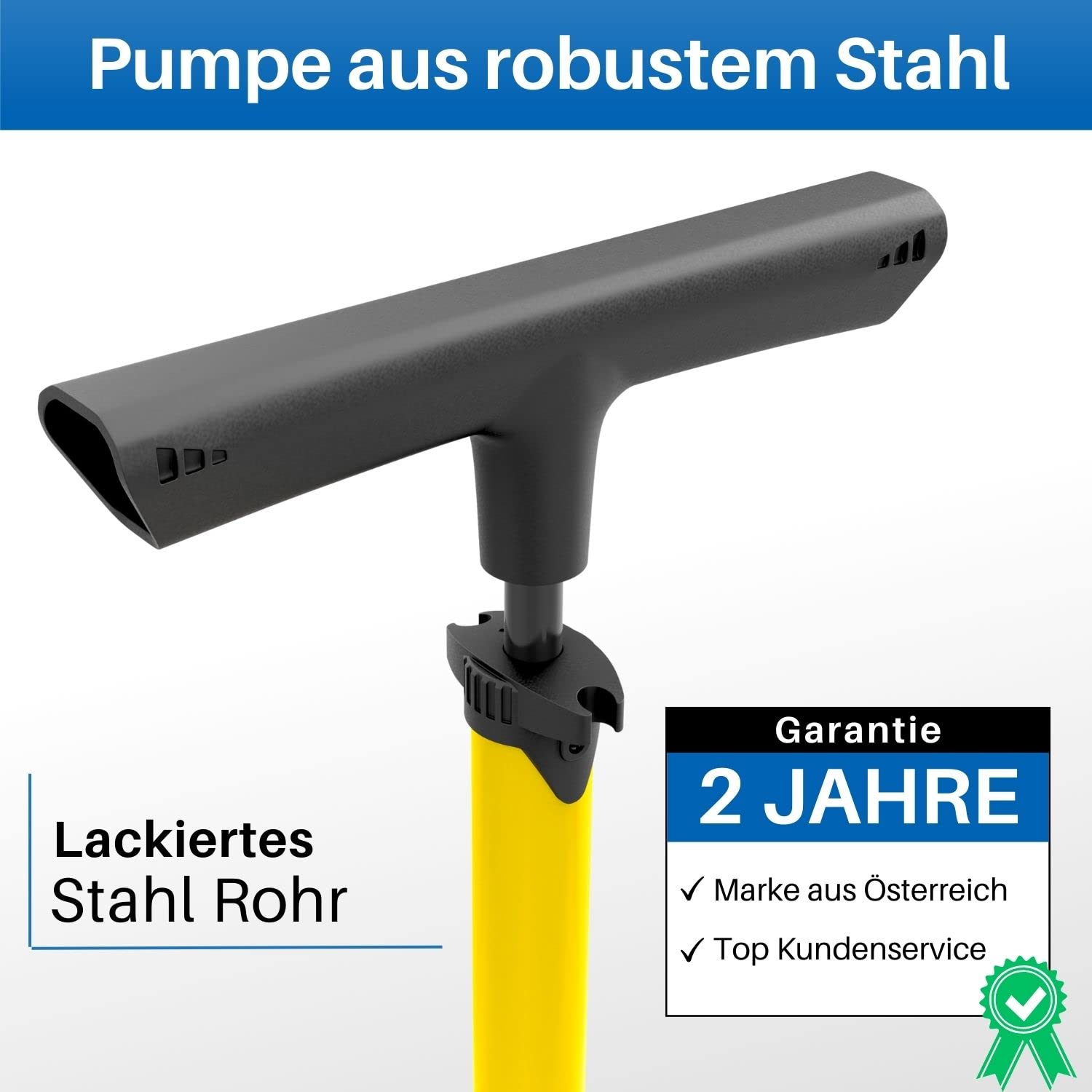 HiLo sports Bomba de aire de pie para bicicleta – [Se adapta a todas las válvulas] – Bomba de bicicleta de 11 bar con manómetro grande – Bomba de pie para bicicleta de acero lacado