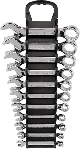 TEKTON Juego de llaves combinadas Stubby con soporte, 11 piezas (14-34 pulgadas) WCB92401