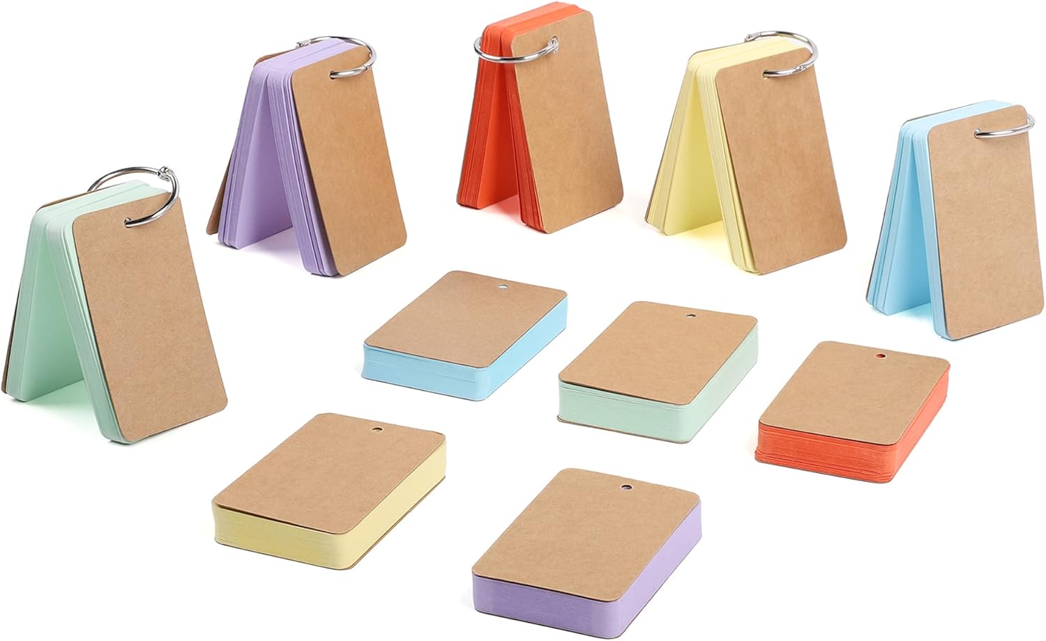 NIENLCIP Blank Flash Cards 5 Colors Index Cards Note Cards