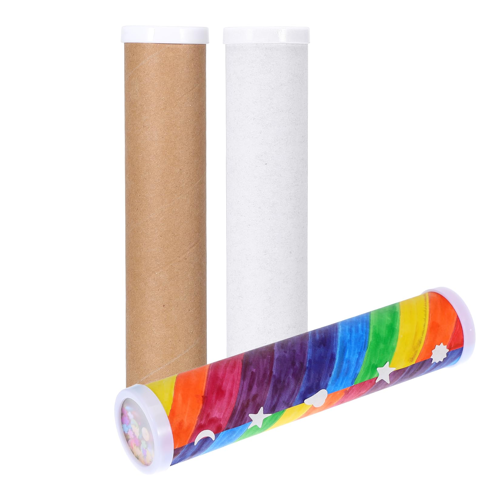 Totority Blank DIY Kaleidoscope Making Kit for Kids - 15 Pcs Variety Tool, Preschool Classic Material for Teaching, White