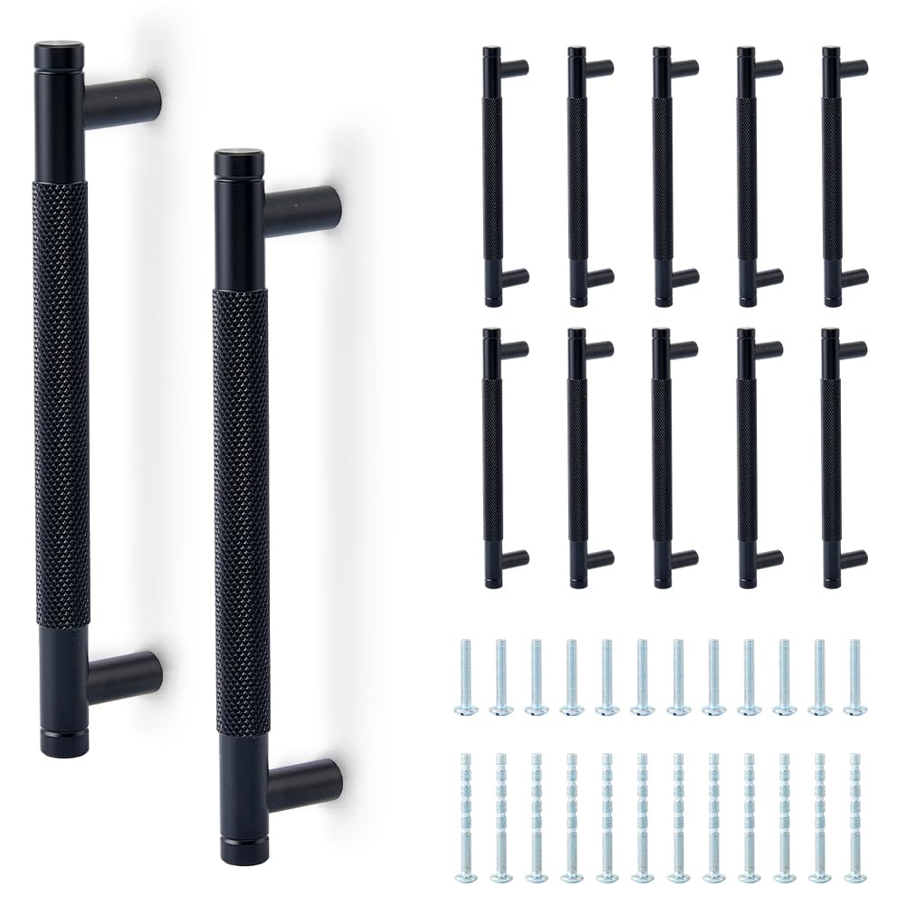 Poignées de meuble moletées haut de gamme SUPERFINDINGS 15.7cm poignée noire commode