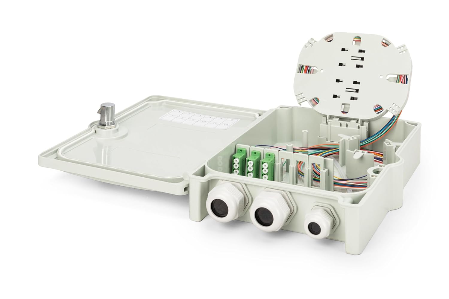 DIGITUS Fiber Optic Connection Housing - OS2-3x LC/APC Quad Adapter Assembled - 12 Fiber - FTTH/FTTB - Indoor and Outdoor Use - IP65 - Gray