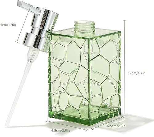 Miniatura 6 de Paquete de 2 dispensadores de jabón a prueba de óxido verde Saga transparente para baño, dispensador de loción de jabón de manos de plástico