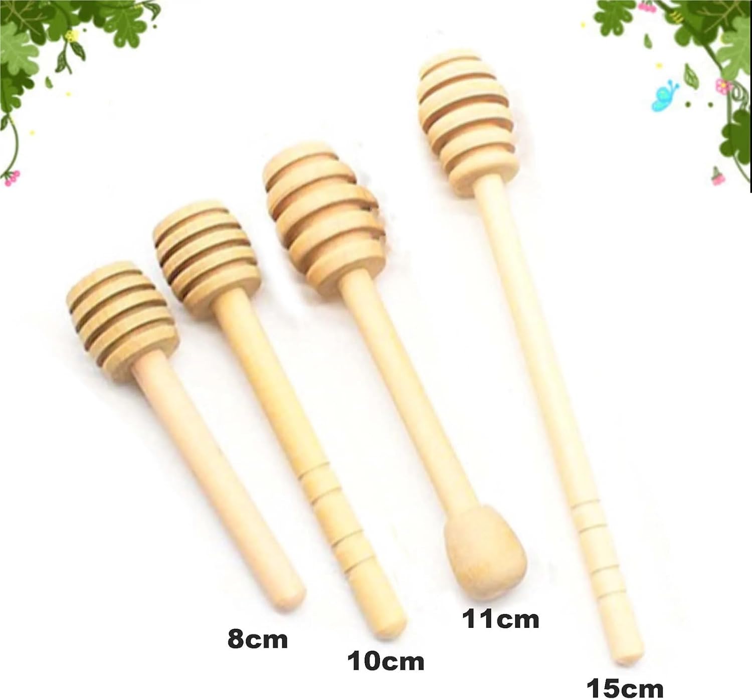 Wooden Honey Dipper Sticks 100Pcs Honey Stick Long Handle Wood Honey Mixer Stir Practical Spoon 8cm/10/11/15cm Honey Mixing Stick Kitchen Tools Milk Coffee Mixing(15cm)