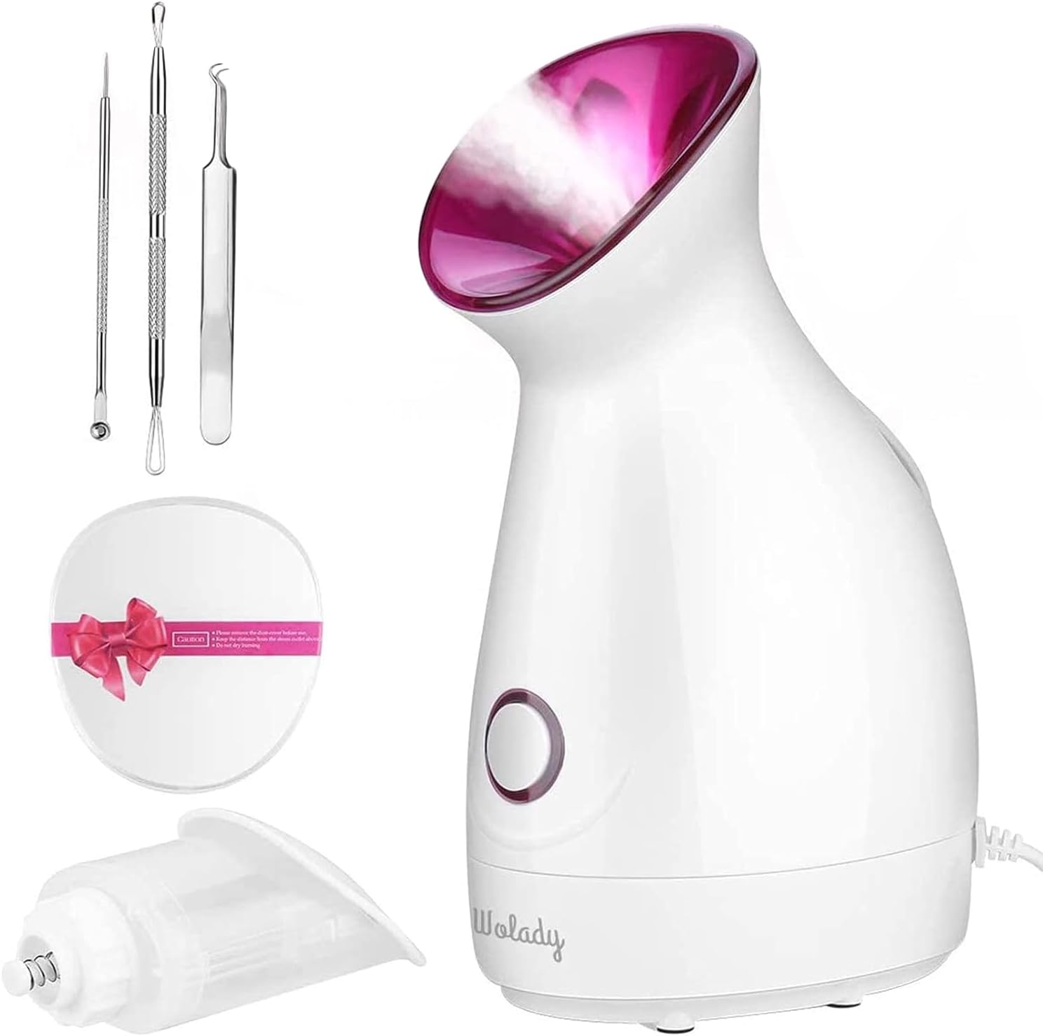 Nano Ionic Face Steamer, 3 in 1 Home Sauna SPA Facial Steamer, Pink, Stainless Steel, Pore Treatment, Facial Steamer