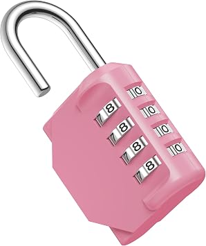 Puroma Combination Lock 4 Digit Gym Locker Padlock Waterproof, 1 Pink Rose | For School Fence Toolbox, Resettable, Outdoor, Crack Cutting Resist, Hardened Steel Shackle, Side Window Large Number