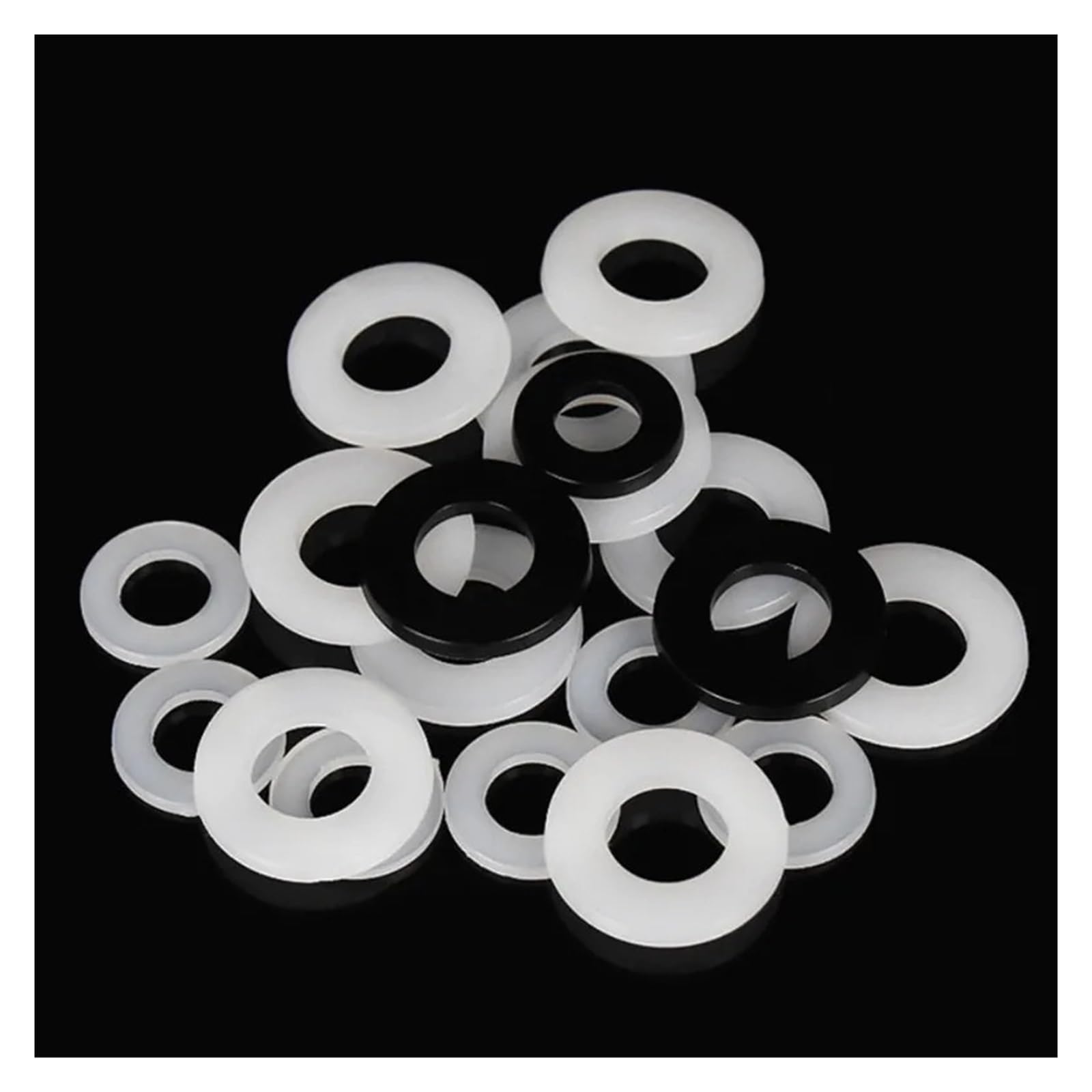 Arandelas de nailon blancas y negras de 1000/500 Uds M2 M2.5 M3 M4 M5 M6 M8 M10 M12 juntas de arandela plana de plástico(Black,M10x20x2 (500pcs))