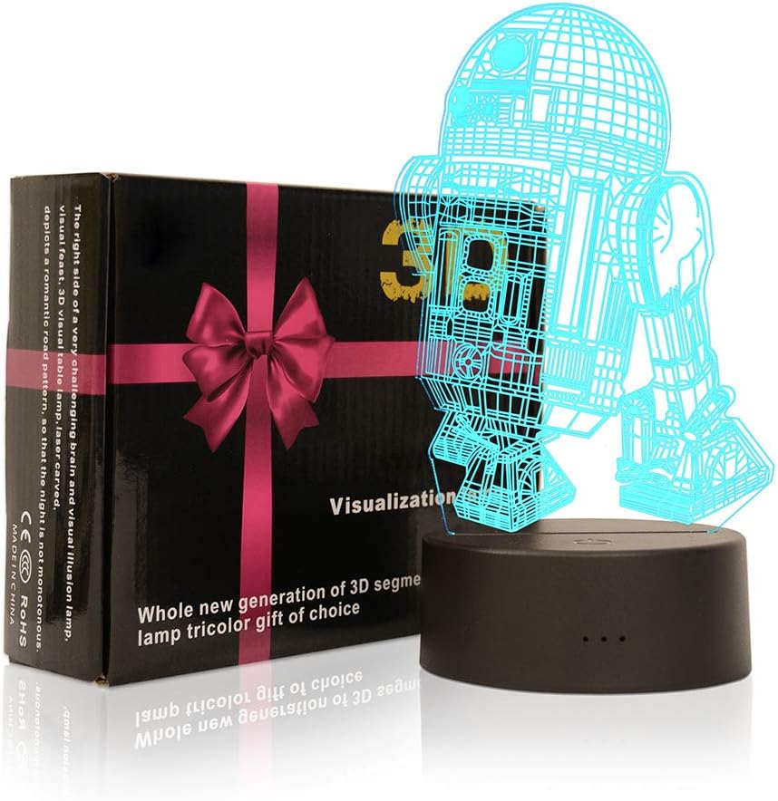 TITISKIN 3D Illusion LED Night Light,7 Colors Gradual Changing Touch Switch USB Table Lamp for Holiday Gifts or Home Decorations(R2-D2) - Image 2