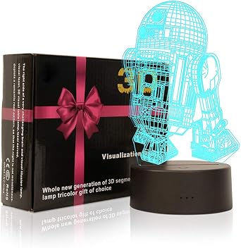 3D Illusion LED Night Light,7 Colors Gradual Changing Touch Switch USB Table Lamp for Holiday Gifts or Home Decorations(R2-D2)