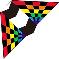 Vista 9 de HONBO Cometa Delta grande para niños y adultos, extremadamente fácil de volar para viajes a la playa, línea de cuerda incluida, con cola colorida