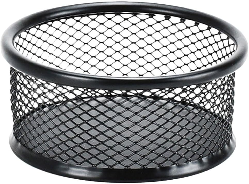 Wpppan 1Pc Black Metal Paper Clip Holder Mesh Paperclip Bowl Binder Clip Dispenser Desk Bobby Pin Container Organizer for Home Office Classroom School Desk Supplies Holders Dispensers