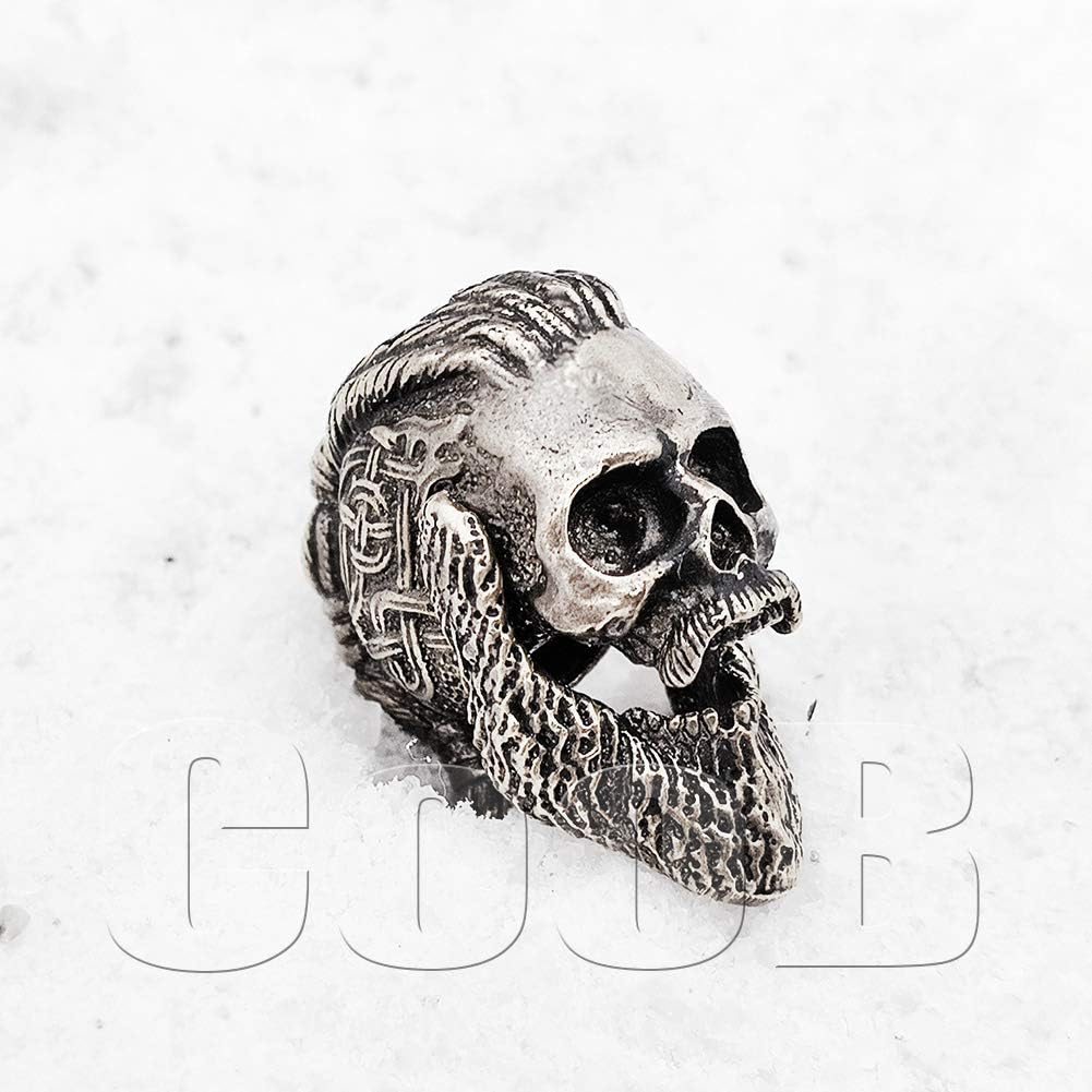 СooB EDC Paracord Bead, Knife Lanyard Bead, Charm, Beard Bead Ragnar Lothbrok Skull. Metal Hand-Casted Paracord Beads Charms for Paracord Lanyards 1Pcs/Lot