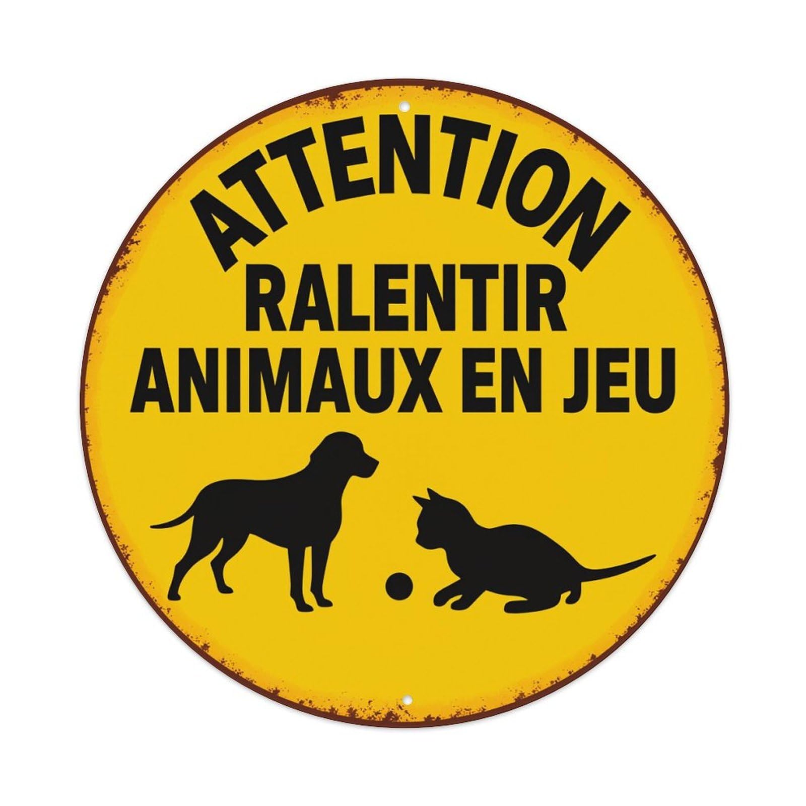 Attention Slow Down Animals Ahead Metal Tin Sign Vintage Garden Bedroom Cafe Bar Man Cave Home Wall Decor Metal Poster 8x8 inches