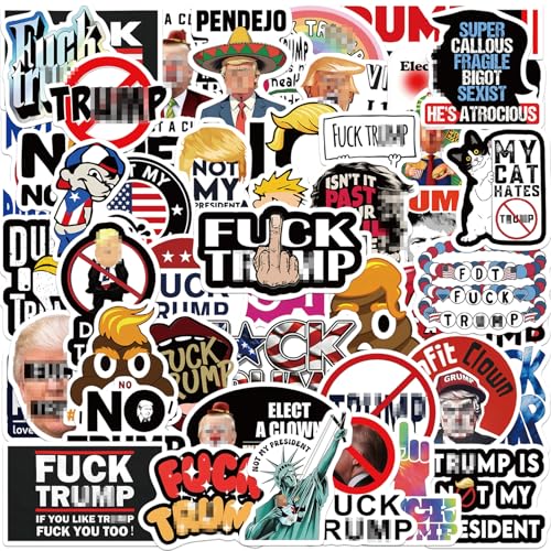 55Pcs Anti Trp Stickers - Anti Donald Trp 2026 Funny Not My President Against Ice No King Vinyl Self-Adhesive Label Decals - Easy Stick Removeable for Scarpbook Window Tumblers Bumper Teens